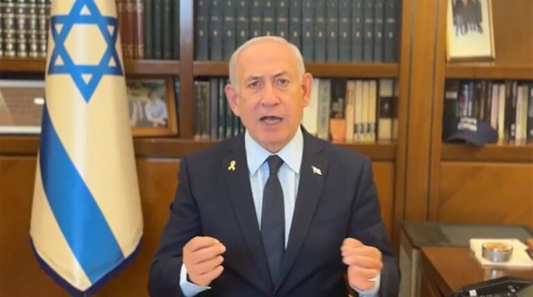 Prime Minister and defendant Netanyahu spreads the conspiracy theory "Traitors from within", regarding the investigation of the Qatari connection in his office by the Shin Bet, 22.3.25 (screenshot)