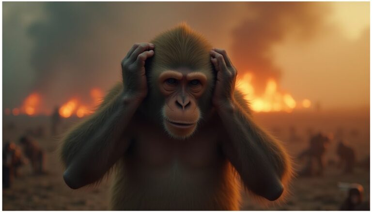 A monkey covers its ears (Illustration: Picaso AI)